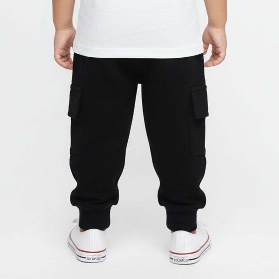 Infants Jet Black Cargo Style Cotton Blend Pyjama, काला, large image number null