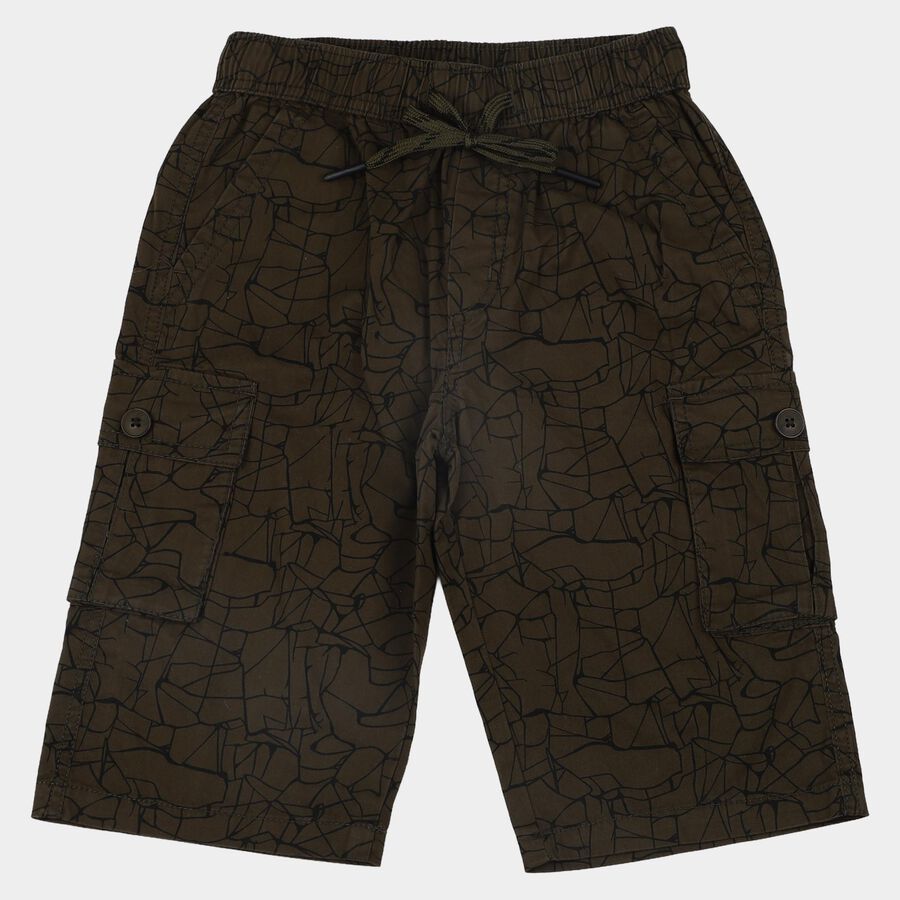Boys' Olive Relaxed Fit Cotton Jamaican Shorts, Olive, large