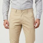 Men's Beige Slim Fit Chino Trousers, गहरा पीला, small