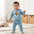 Infants' Teal Blue Round Neck Graphic Baba Suit, Teal Blue, small