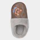 Kids Warm Chocolate Brown Fur Lined Slip-On Winter Slippers, Brown, small image number null
