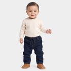 Infants' Navy Blue Relaxed Fit Drawstring Waist Jeans, Dark Blue, small
