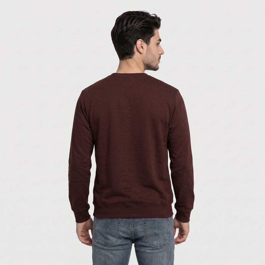 Men's Wine Crew Neck Pullover Sweatshirt, Wine, large