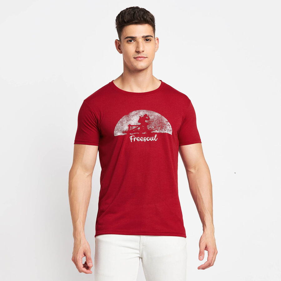Round Neck T- Shirt, मरून, large image number null
