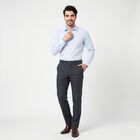 Men's Navy Blue Slim Fit Flat-Front Formal Trousers, Navy Blue, small