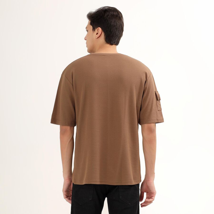 Men's Round Neck Half Sleeves T-Shirt , Brown, large image number null