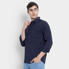 Solid Casual Shirt, Navy Blue, small image number null