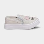 Girls Bright Silver Slip-On Casual Shoes, Grey, small image number null