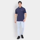 Men's Collared Half Sleeves T-Shirt, Dark Blue, small