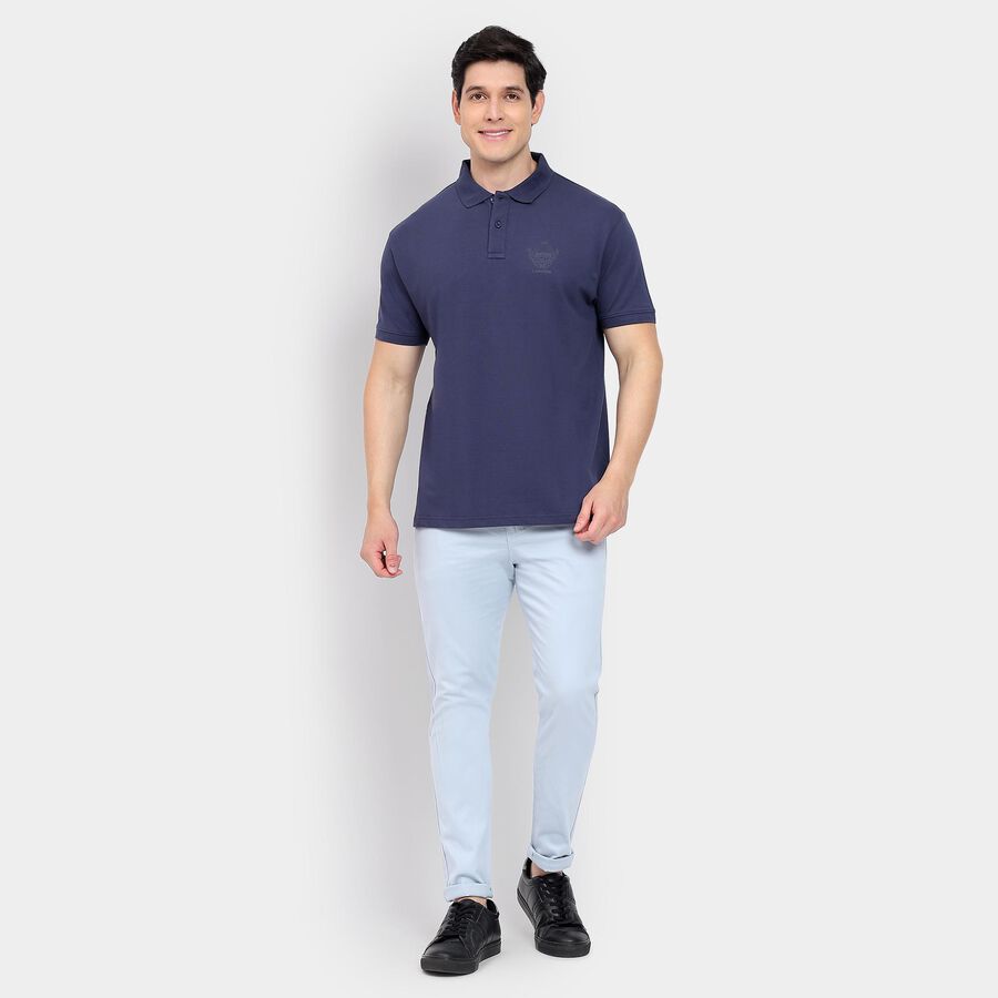 Men's Collared Half Sleeves T-Shirt, Dark Blue, large