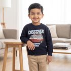 Boys' Navy Blue Crew Neck Graphic Print Sweatshirt, Navy Blue, small