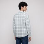 Men's Light Blue 100% Cotton Checked Casual Shirt, Light Blue, small
