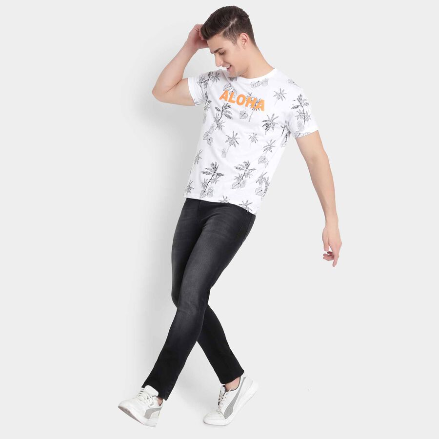 Printed Round Neck T-Shirt, White, large image number null