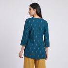 Women's Teal V-Neck Printed Straight Kurti, Teal Blue, small