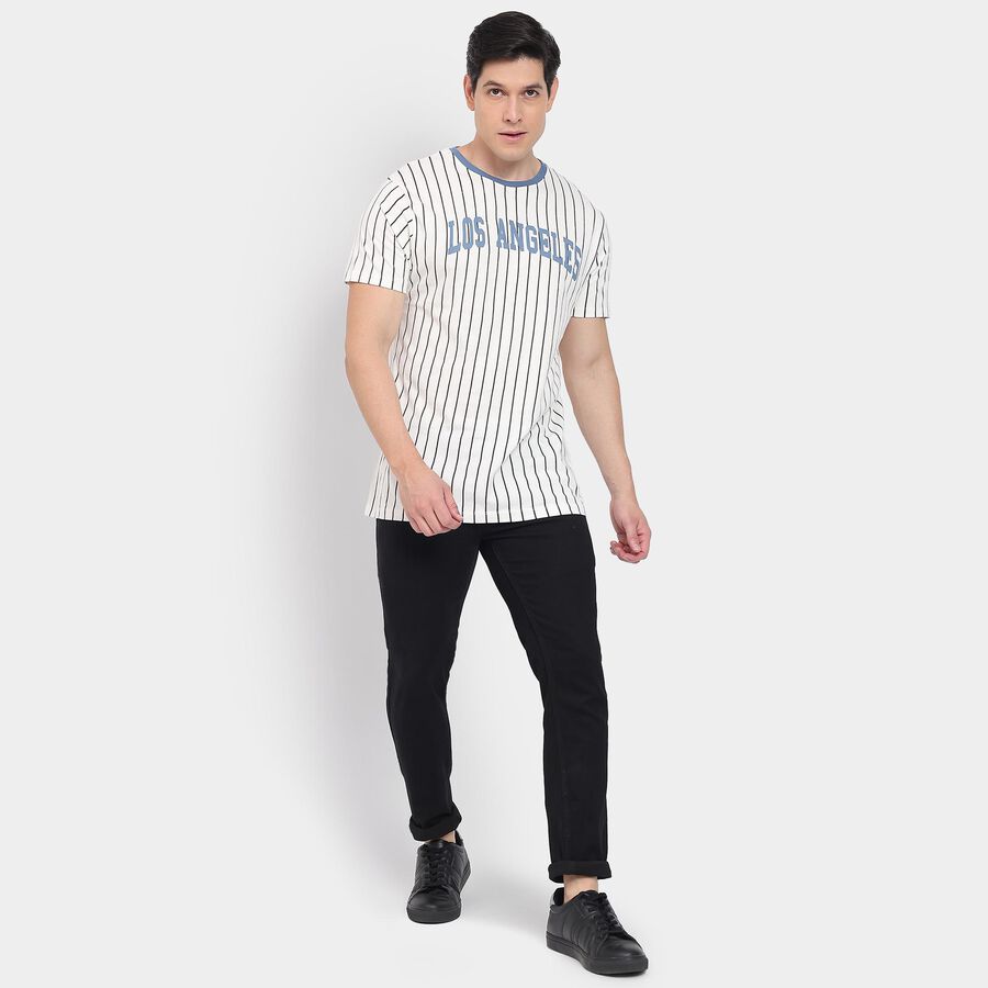Men's 100% Cotton Round Neck Half Sleeves T-Shirt, Off White, large