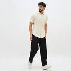 Men's Cream Half Sleeve Classic Collar Casual Shirt, ऑफ व्हाइट, small image number null
