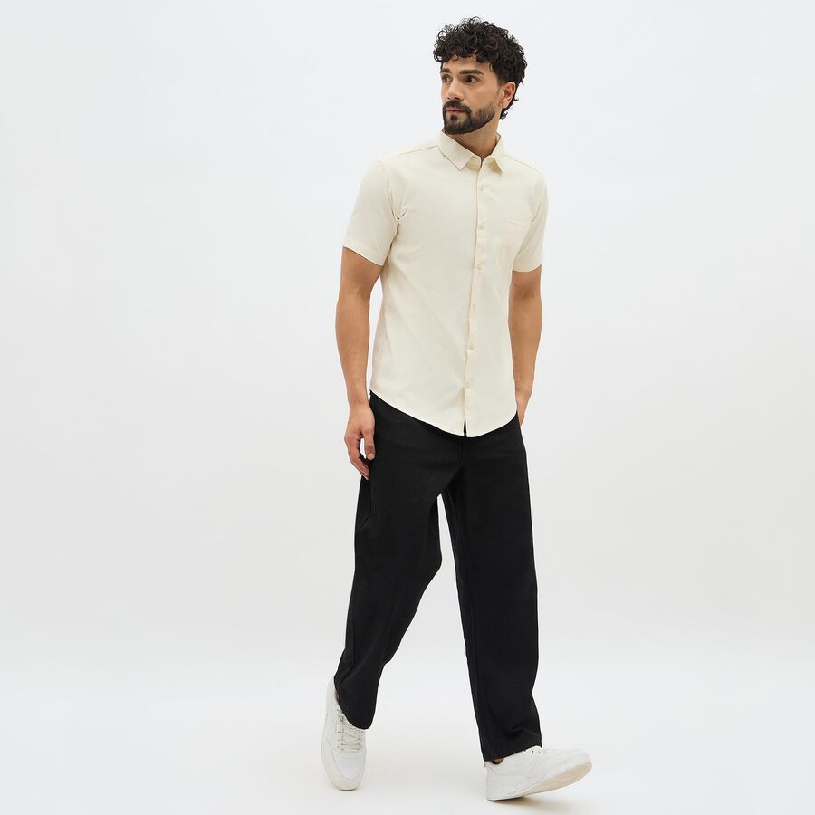 Men's Cream Half Sleeve Classic Collar Casual Shirt, ऑफ व्हाइट, large image number null