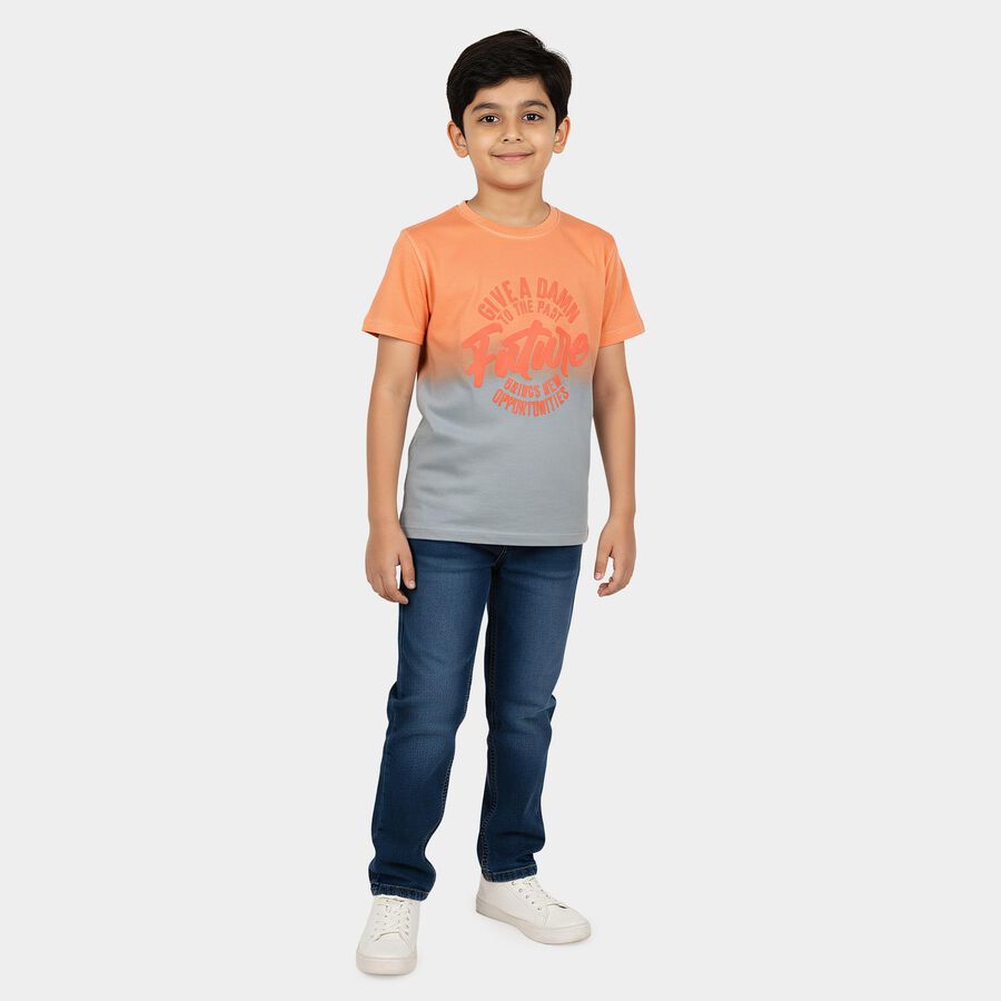 Boys Pink Cotton Round Neck Casual Boys T-Shirt, गुलाबी, large