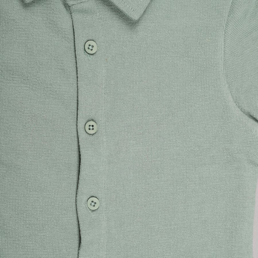 Boys' Muted Sage Green Regular Collar Casual Shirt, Light Green, large image number null