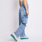 Ladies' 100% Cotton Jeans, हल्का नीला, small