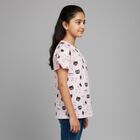 Girls Light Pink Cotton Round Neck Casual T-Shirt, हल्का गुलाबी, small