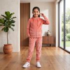 Girls Pink Hooded Neck Lounge Set Hipster Set, हल्का गुलाबी, small
