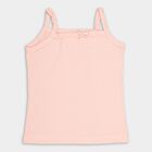 Girls Peach and White Cotton Round Neck Casual Vest, Peach, small image number null