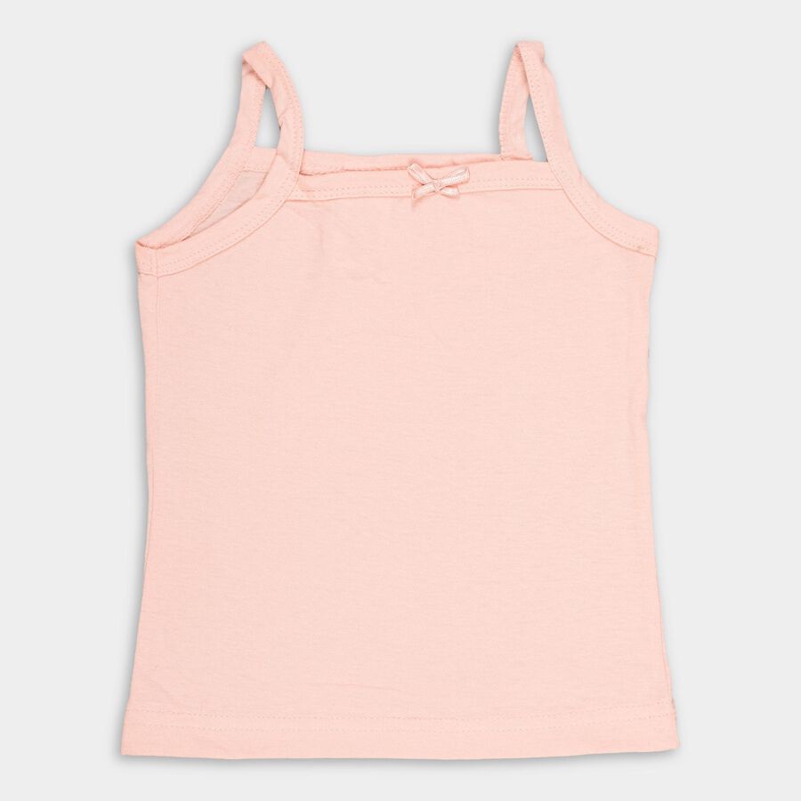 Girls Peach and White Cotton Round Neck Casual Vest, Peach, large image number null