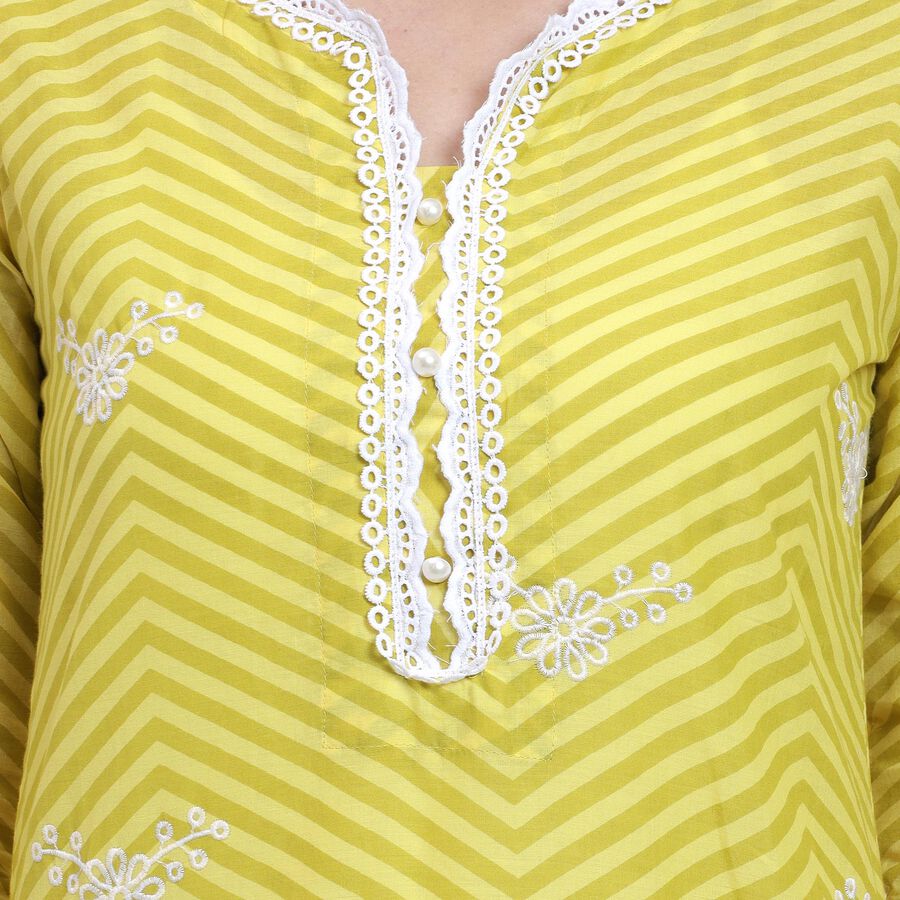 Ladies' 100% Cotton Kurta Pyjama Set, पीला, large image number null