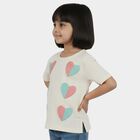 Girls White Cotton Round Neck Casual T-Shirt, White, small