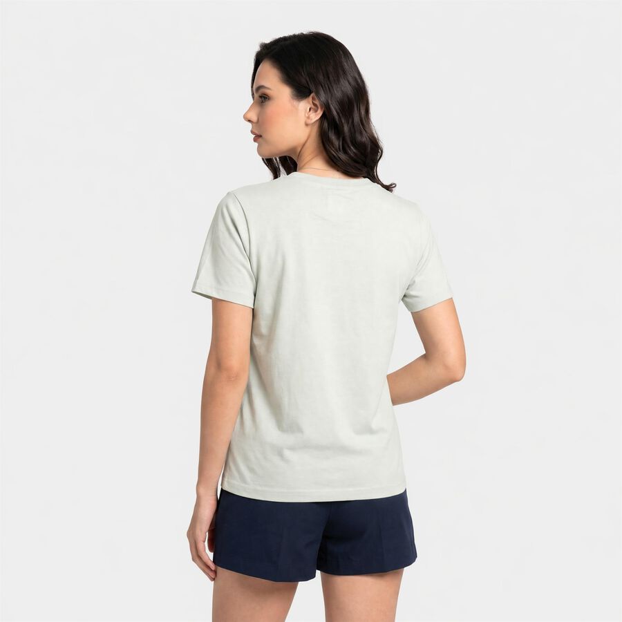 Women Mint Green Round Neck Regular T-Shirt, Light Green, large