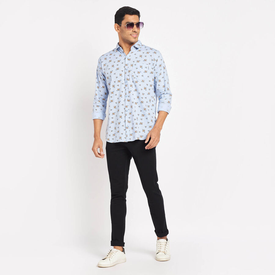 Cotton Printed Casual Shirt, Light Blue, large image number null