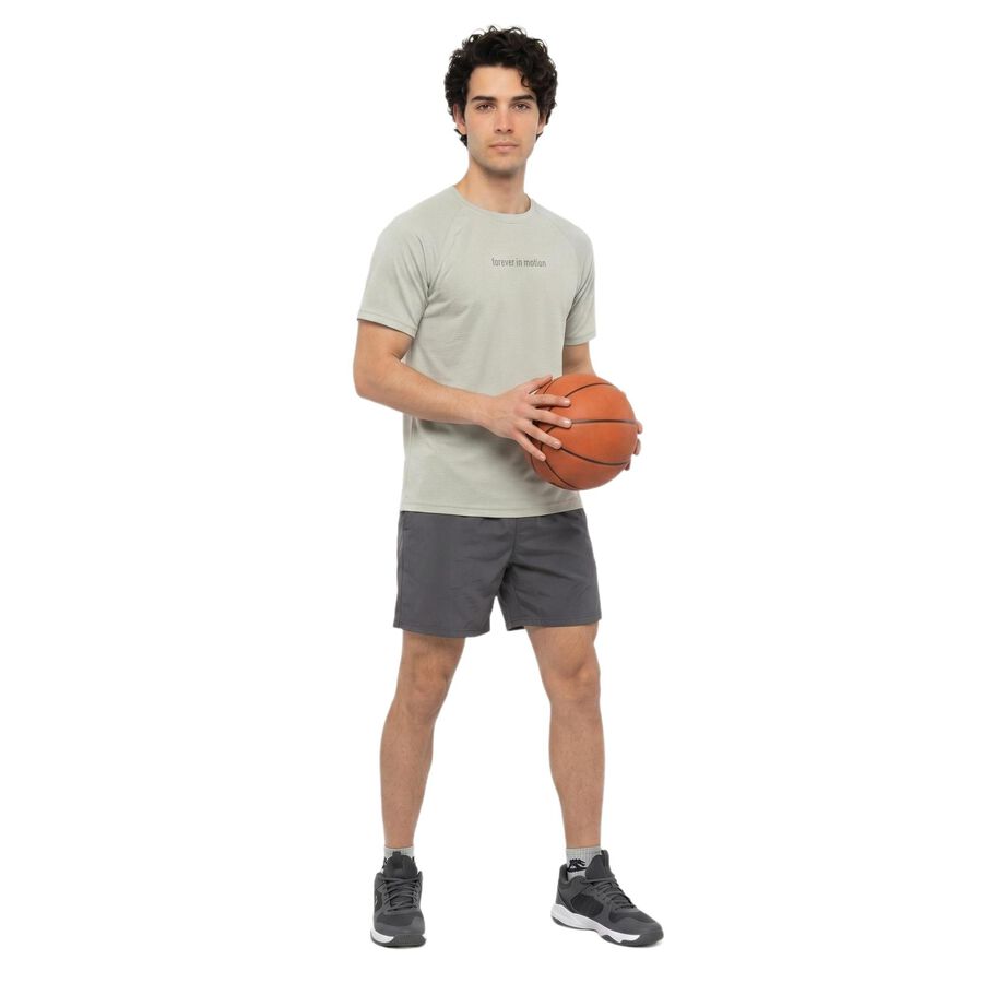 Men's Grey Round Neck Regular Drifit T-Shirt, हल्का ग्रे, large