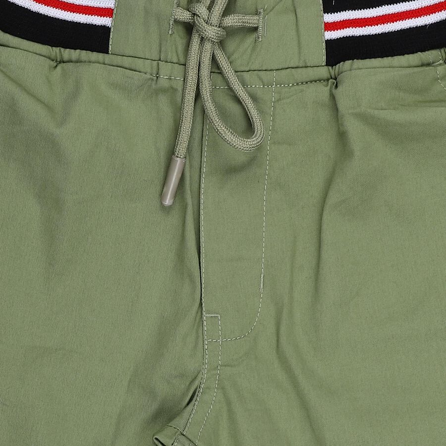 Boys' Olive Cotton Regular Fit Bermuda Shorts, Olive, large