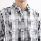 Men's 100% Cotton Regular Collar Casual Shirt, Light Grey, small