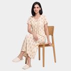 Women's Off White Round Neck Maxi Nighty, ऑफ व्हाइट, small