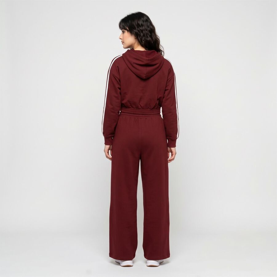 Women Maroon Hooded Track suit, वाइन, large