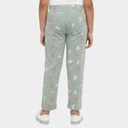 Girls' Olive Green Regular Fit Tropical Printed Pyjama, Light Green, small