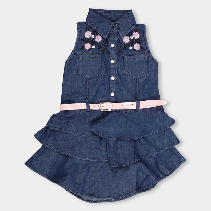 Girls' Frock , गहरा नीला, large image number null