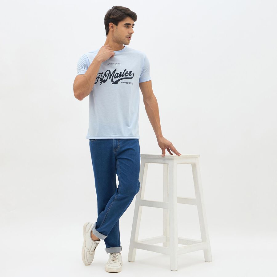 Men's Deep Blue Slim Fit Classic Jeans, मध्यम नीला, large image number null