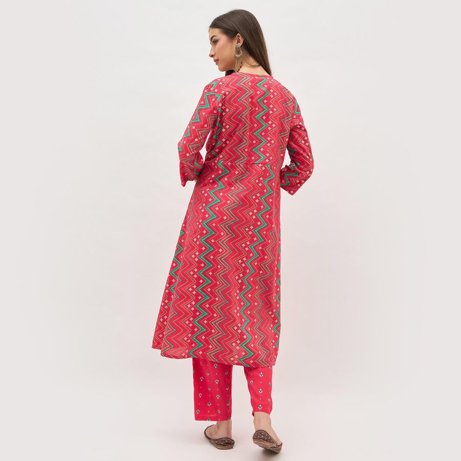 Women's Bright Crimson Red Embroidered Ethnic Set, Fuchsia, large image number null