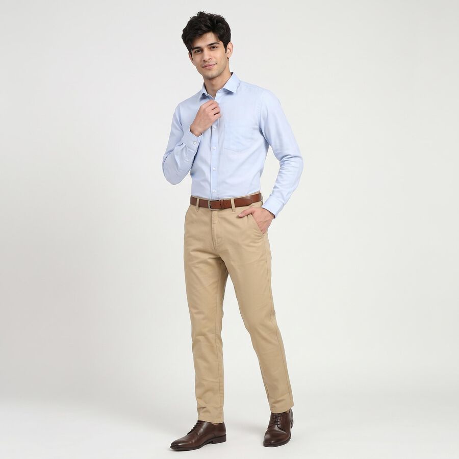 Men's Beige Slim Fit Chino Trousers, Beige, large