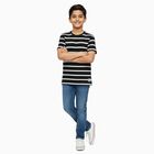 Boys Jet Black Crew Neck Casual Half Sleeve T-Shirt, Black, small