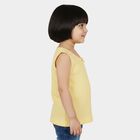Girls Yellow Cotton Round Neck Minimalist Vest, पीला, small