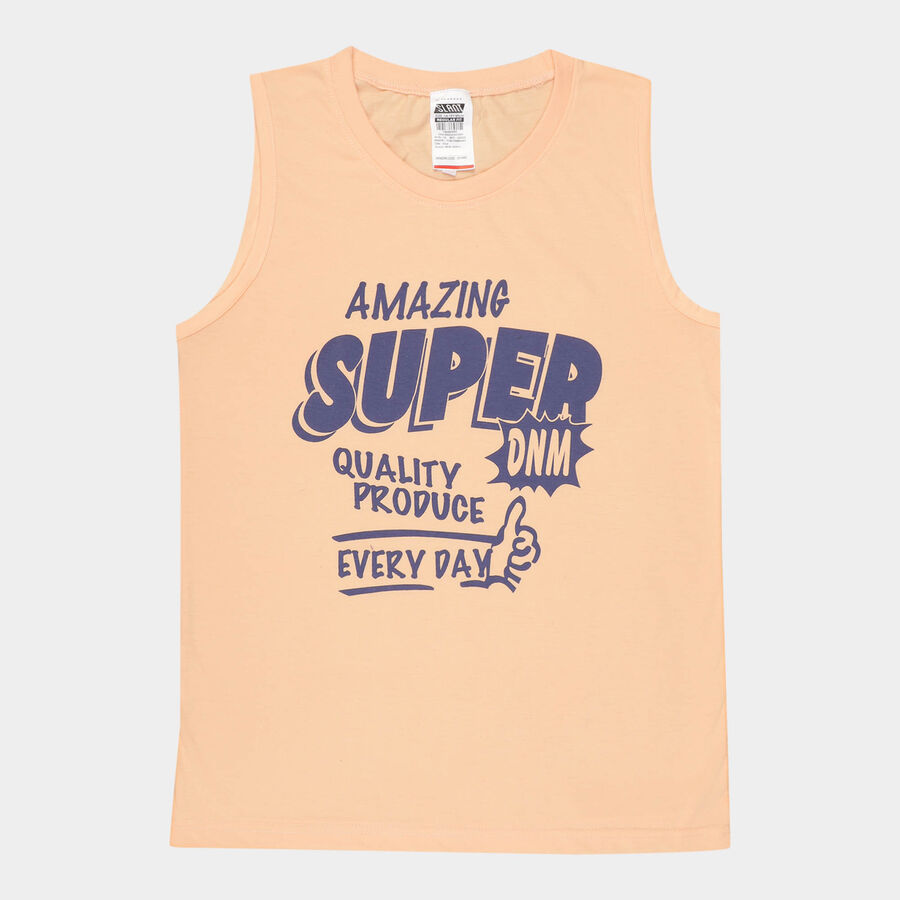 Boys Round Neck T-Shirt, Peach, large image number null