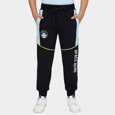 Boys' Navy Blue Space Print Elastic Waist Pyjama