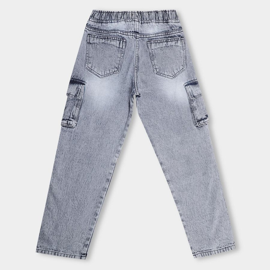 Boys' 100% Cotton Jeans, Mid Blue, large image number null