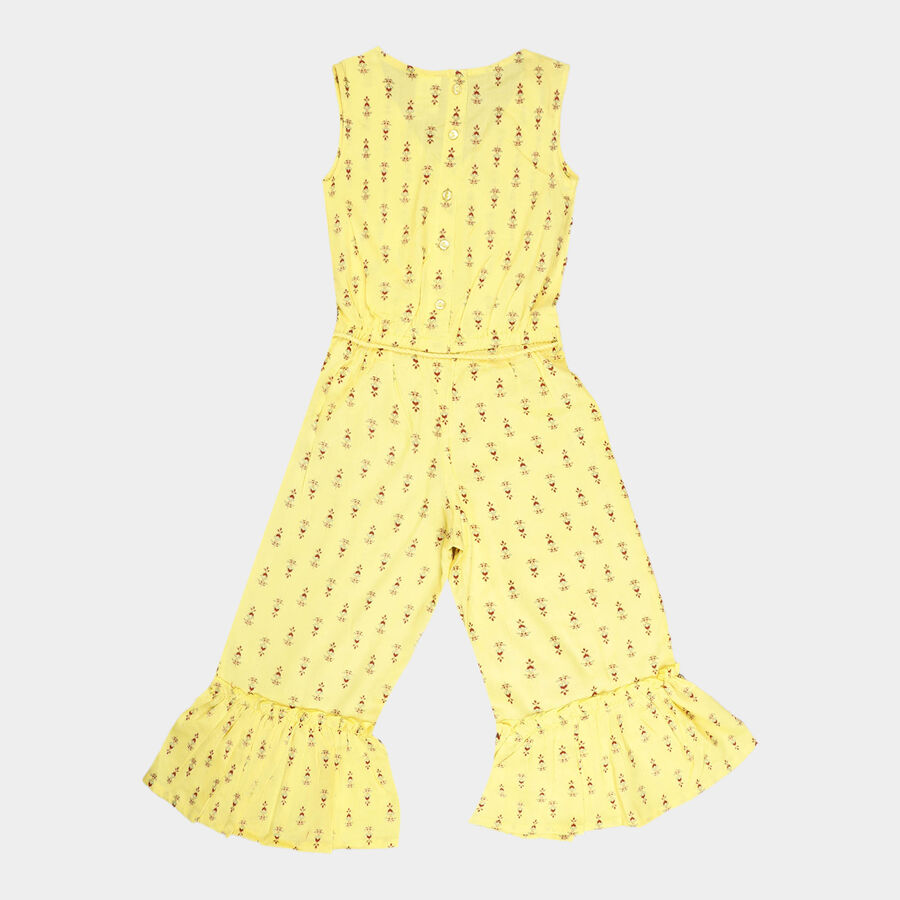 Girls Printed Jumpsuit, Yellow, large image number null