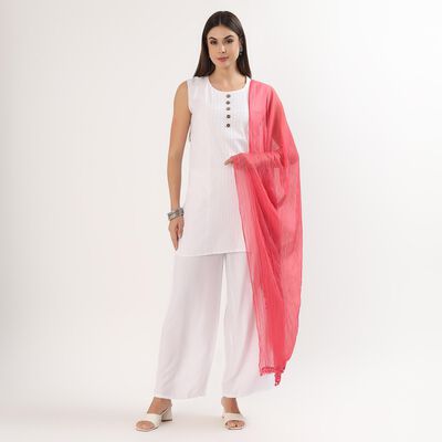 Women's Vibrant Pink Crinkled Dupatta