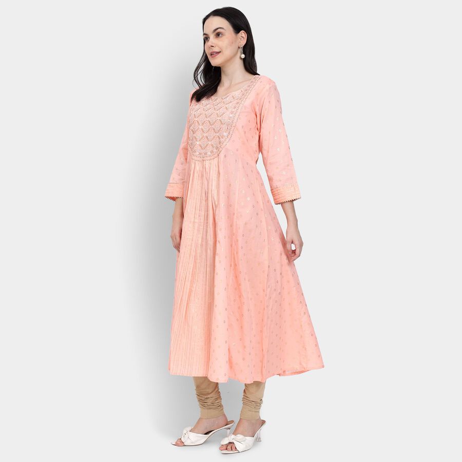 Ladies' 100% Cotton Kurta, Peach, large image number null